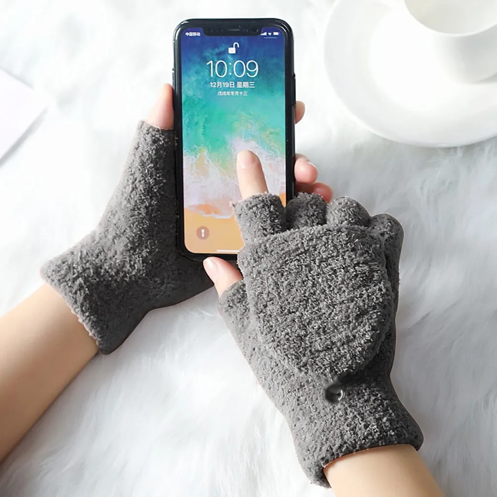 Простые женские перчатки для пар с защитой от холода и коралловым флисом