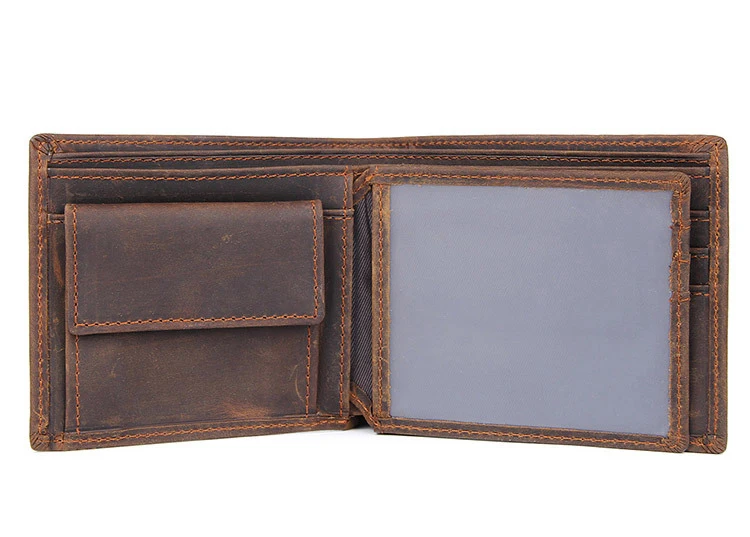 8541Brown Мэхью Для мужчин из натуральной кожи кошелек Crazy Horse кожа Короткие Кошелек мужской карман на молнии кошелек для отец друг муж Рождественский подарок - Цвет: 8541Brown