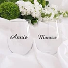 Пользовательские имя наклейка Свадебная вечеринка стеклянные наклейки Классические бокалы для шампанского стаканы настенные наклейки с именем Свадебные названия доступны