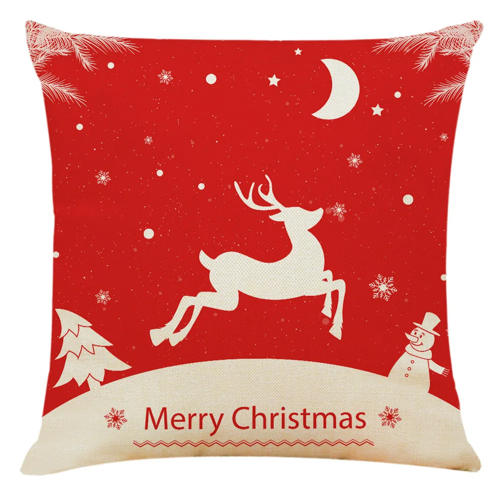 Рождественская наволочка из хлопка и льна, Рождественские декоративные подушки, наволочка для дивана, наволочка для диванных подушек, одно...