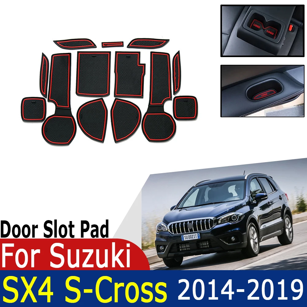 

Rubber Anti-slip Mat Door Groove Cup Mat For Suzuki SX4 Accessories S-Cross 2019~2014 Pad Gate Cushion Coaster 2018 2017 2016