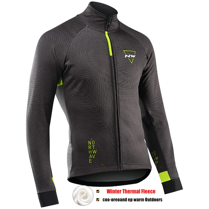 Northwave Winter Thermal Fleece Jersey Pro Team NW Cycling Jackets Bicycle Cycling Warm MTB Bike Clothing Sport Wear - Color: Pic Color