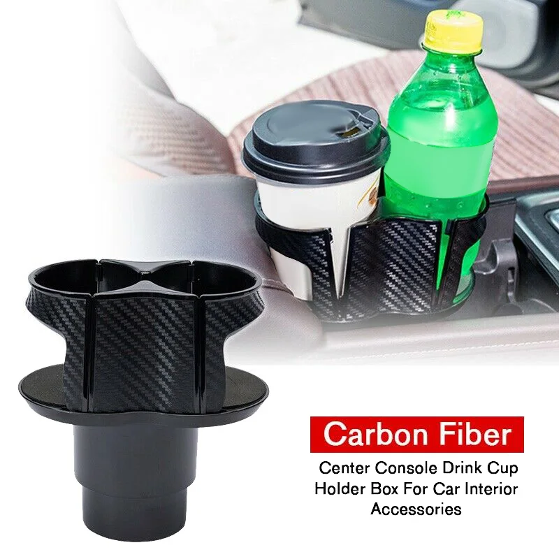 

Universal Black Carbon Fiber Car Center Console Drink Holder Water Cup Holder for Car SUV Truck Pickup Accessories