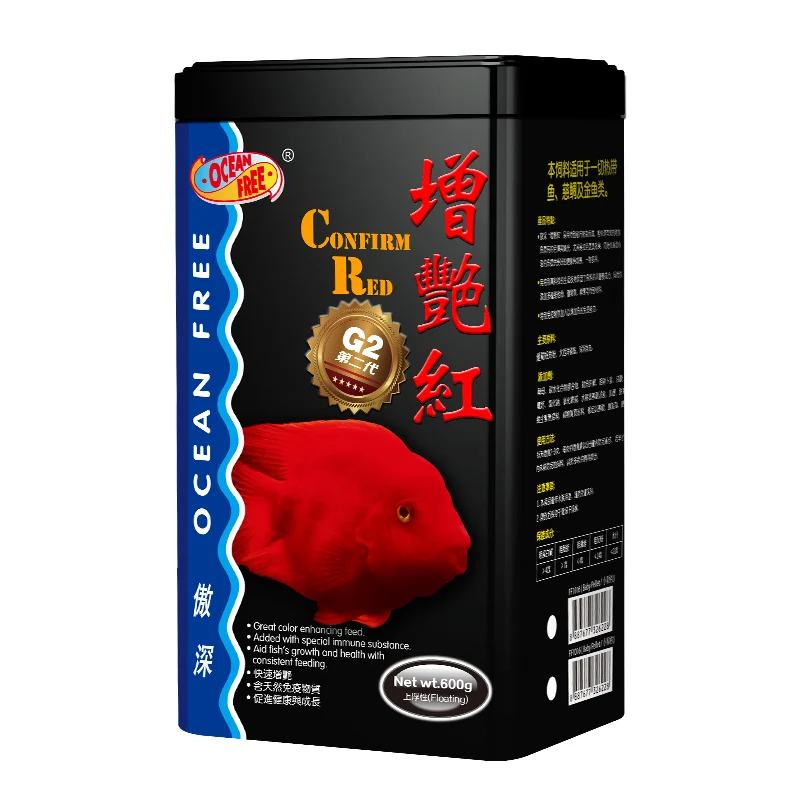 

Ocean Free Red Fish Food Tropical Fish Cichlids Golden Fish Parrotfish Feed Mini Pellet Enhance Red Color Healthy 600g 3.5mm