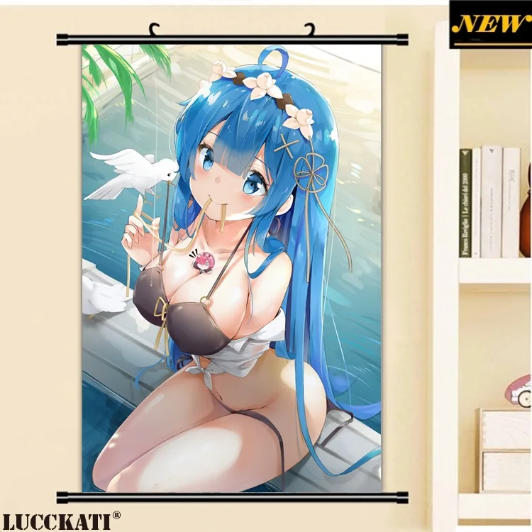 40X60 см Re Zero Re: Zero Kara Hajimeru Isekai Seikatsu Rezero Rem Сексуальная лоли, нарисованная аниме прокрутка, холст, постер - Цвет: E