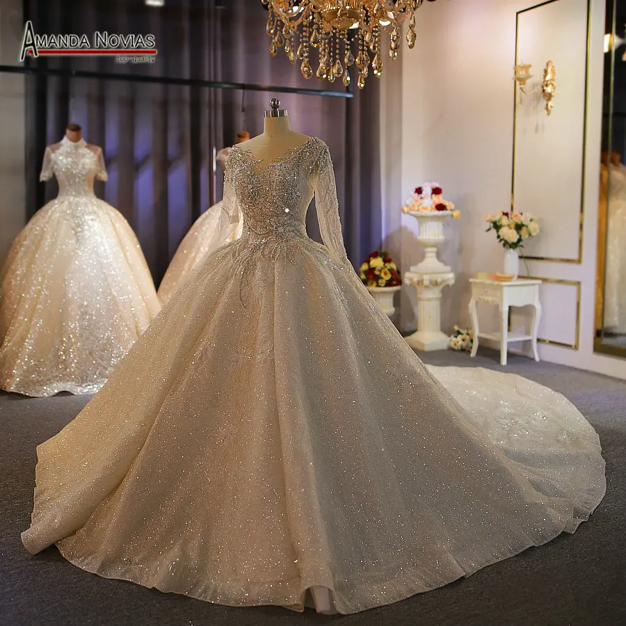 Свадебное платье с бисером Amanda novias роскошное из Дубая для невесты 100%|Свадебные
