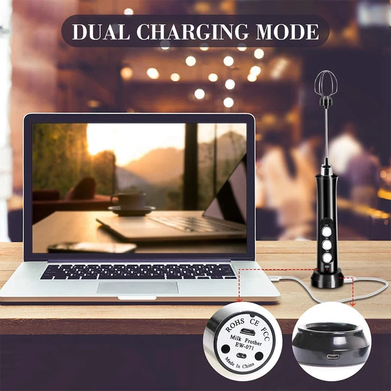 

Handheld Electric Milk Frother with 3 Separate Speed,Durable Stainless Steel Whisk for Making Lattes Coffee&Cappuccinos