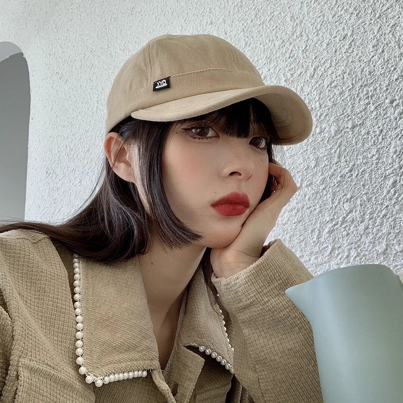 

Hat Female Ins Fashion Brand Korean Style All-Matching Baseball Cap Internet Celebrity Beige Short Brim Casual Alphabet Peaked