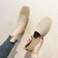 flat bottom womens single shoes 2022 summer spring breathable soft bottom loafers woven flying woven womens shoes