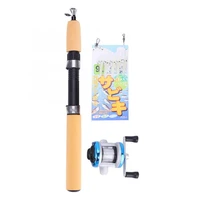 deukio winter ice fishing reel with rod portable 65cm fishing rod mini stretchable pole spinning casting hard rod fishing tackle