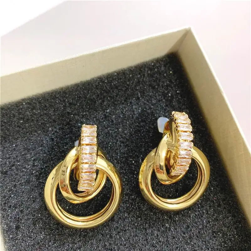 

Fashion Knot Cubic Metal Circel Twist Earrings For Women Gold Color New Earrings Statement Jewelry Wholesale