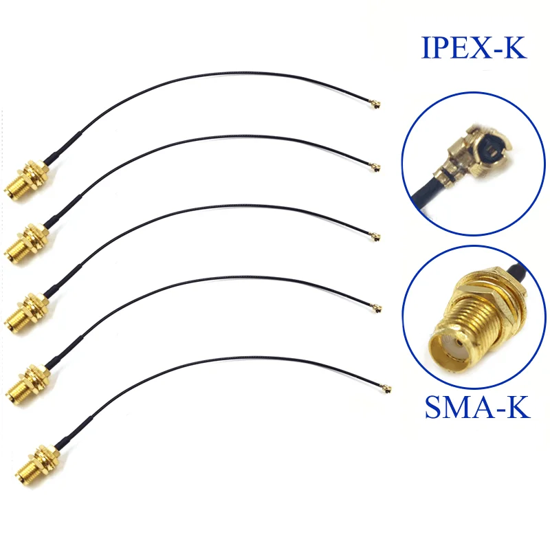 

5pcs SMA Connector Cable Female To UFL/u.FL/IPX/IPEX UFL To SMA Female RG1.13 Antenna RF Cable Assembly RP-SMA-K High Quality