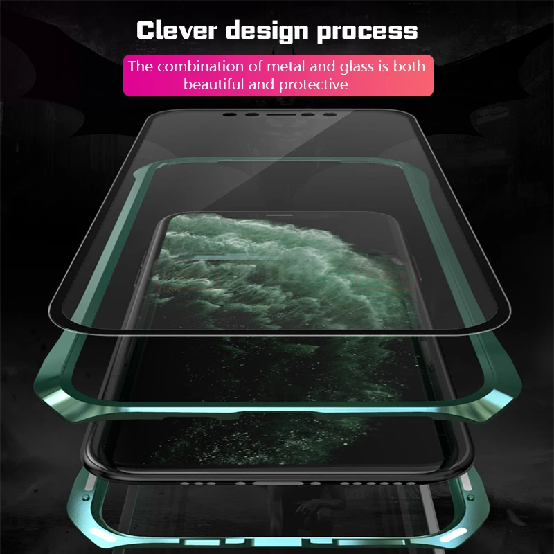 Для iPhone11 Pro Max Чехлы Магнитный чехол для iPhone 11 чехол 360 металлический чехол для телефона полное покрытие чехол для телефона iPhone11 Pro