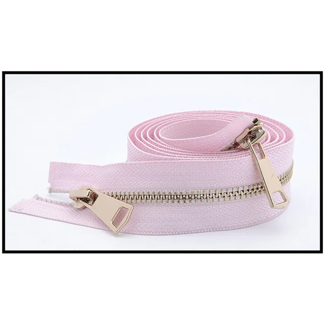GoldPink Meetee 120 см 5# двойной слайдер застежки-молнии для шитья открытая металлическая молния Gunblack зубы куртка молния DIY 13 цветов A3-9 - Цвет: GoldPink