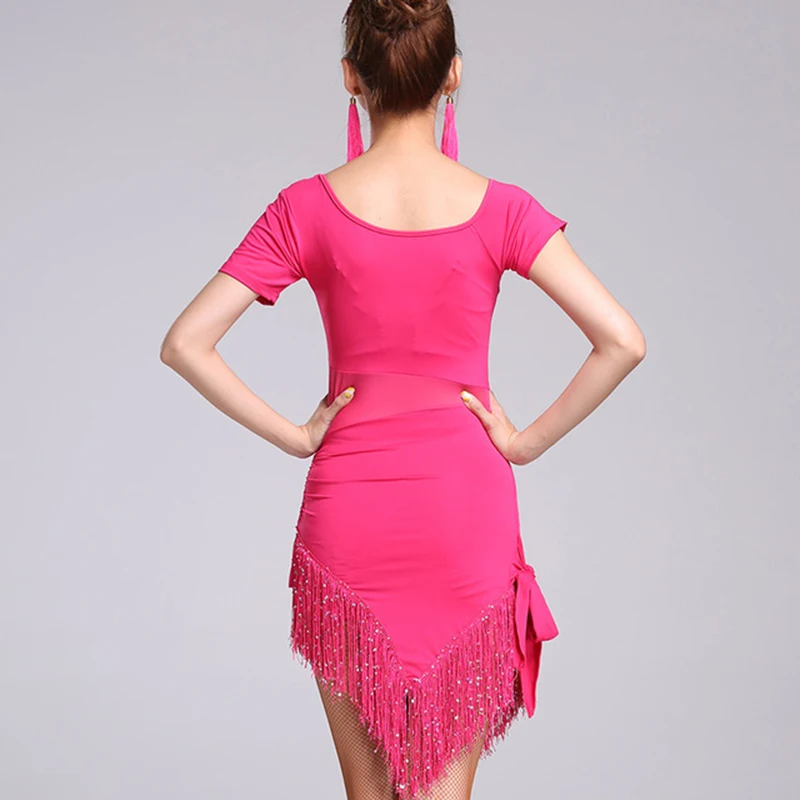 Женский костюм для латиноамериканских танцев платье из спандекса с бахромой и
