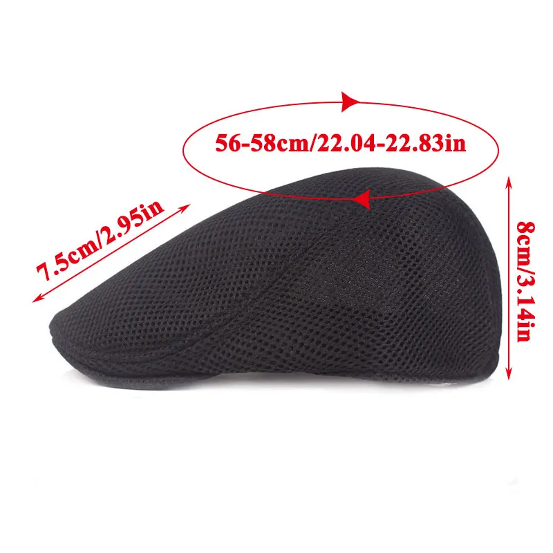 

Fashion Men Caps Adjustable Summer Breathable Hat Casual Mesh Solid Color Simple All-match Newsboy Style Flat Cap Beret