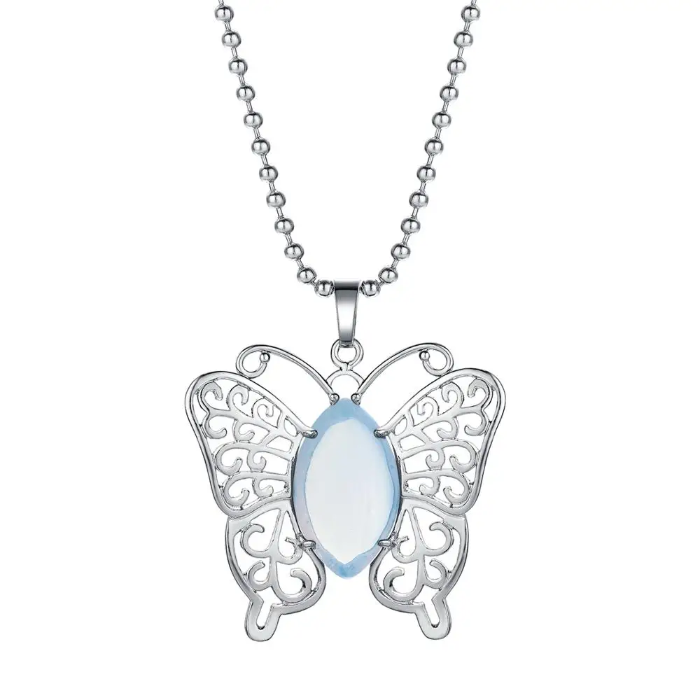 ASHMITA ожерелье с подвеской бабочкой из натурального камня Длинная цепочка для