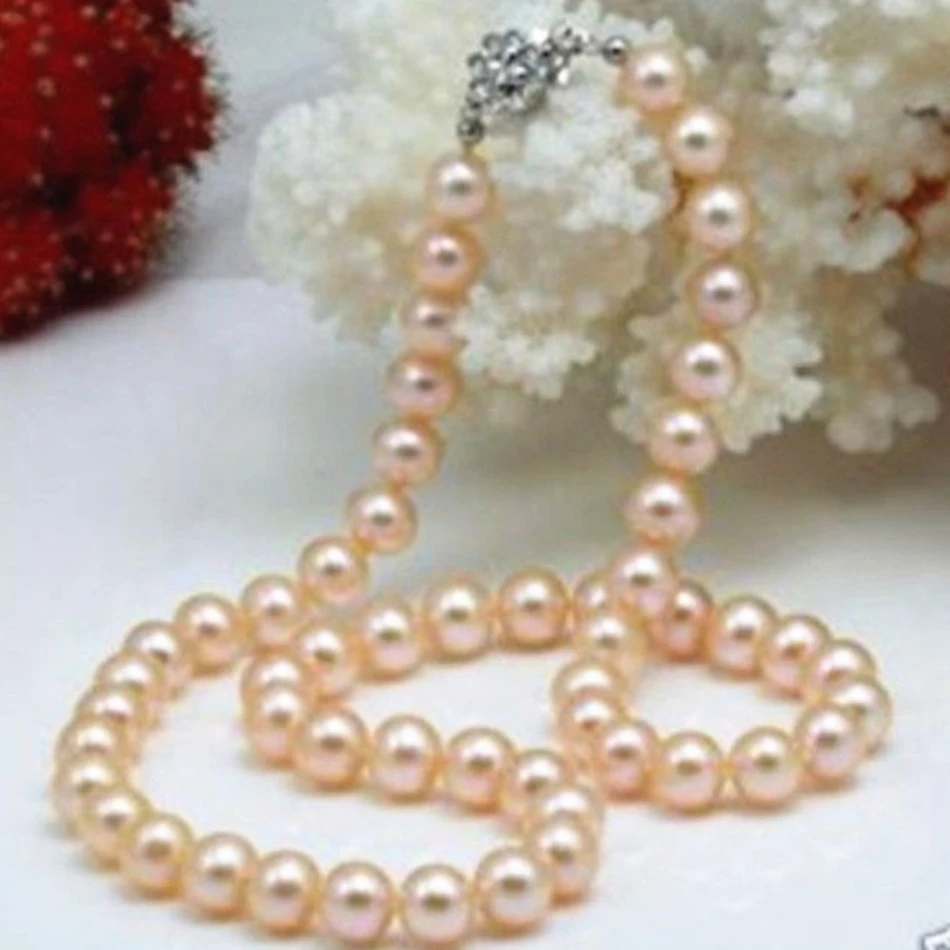 

fashion natural 8-9mm pink Akoya pearl necklace for women party weddings lovely gifts perfect jewelry 17.5" MY4554