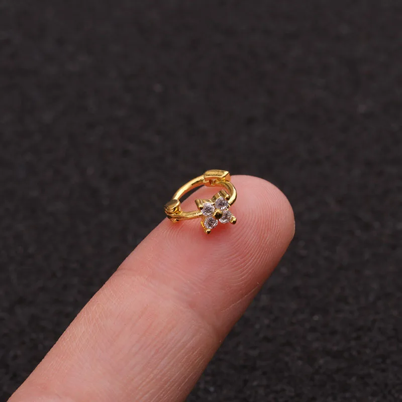 Серьги кольца из нержавеющей стали с фианитами ювелирные украшения для пирсинга