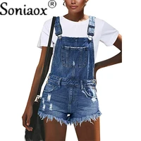 2021 fashion sexy ripped hole denim overalls women summer jumpsuit female denim rompers playsuit salopette straps shorts rompers