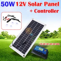 50w flexible polysilicon solar panel dual usb output waterproof solar car charging board power suppliy with 10a 60a controller