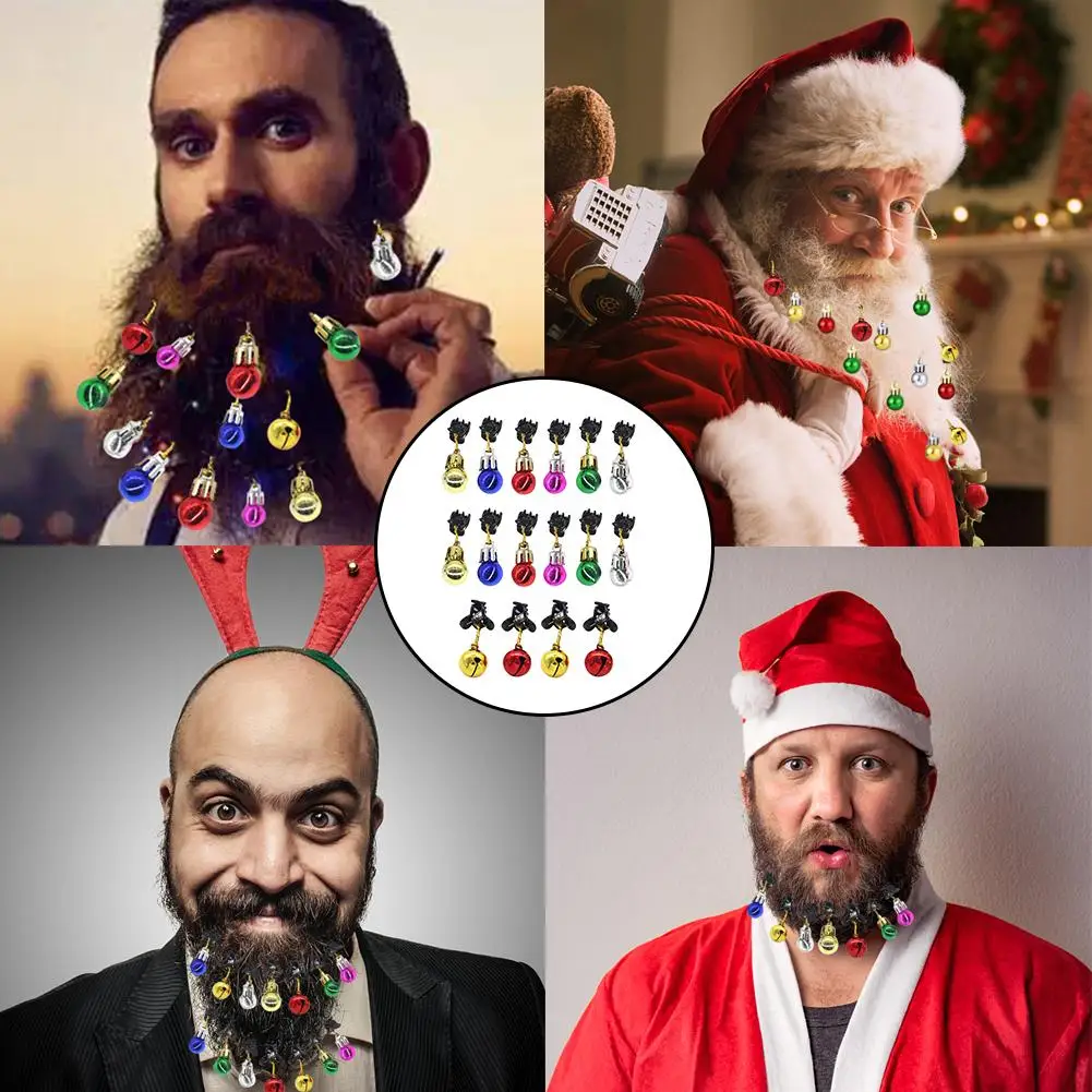 12 шт. круглые колбы Рождественское украшение для бороды усы волос 4 колокольчики 2