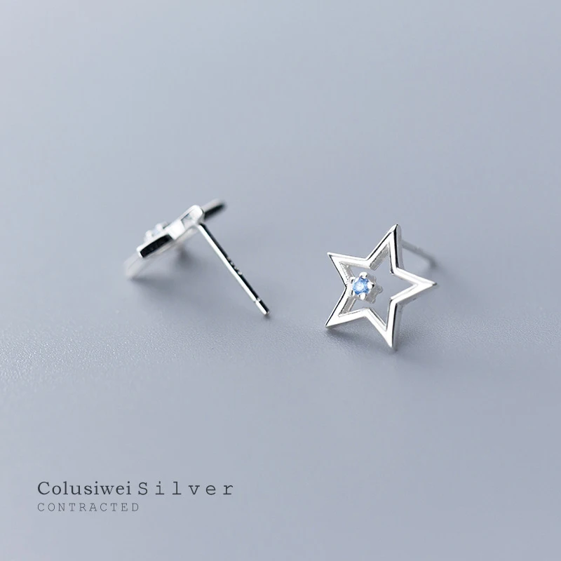 

COLUSIWEI Minimalist Cute Stars Sterling Silver 925 Stud Earring for Women Fashion Ear Studs Korea Style Fine Jewelry 2020 New