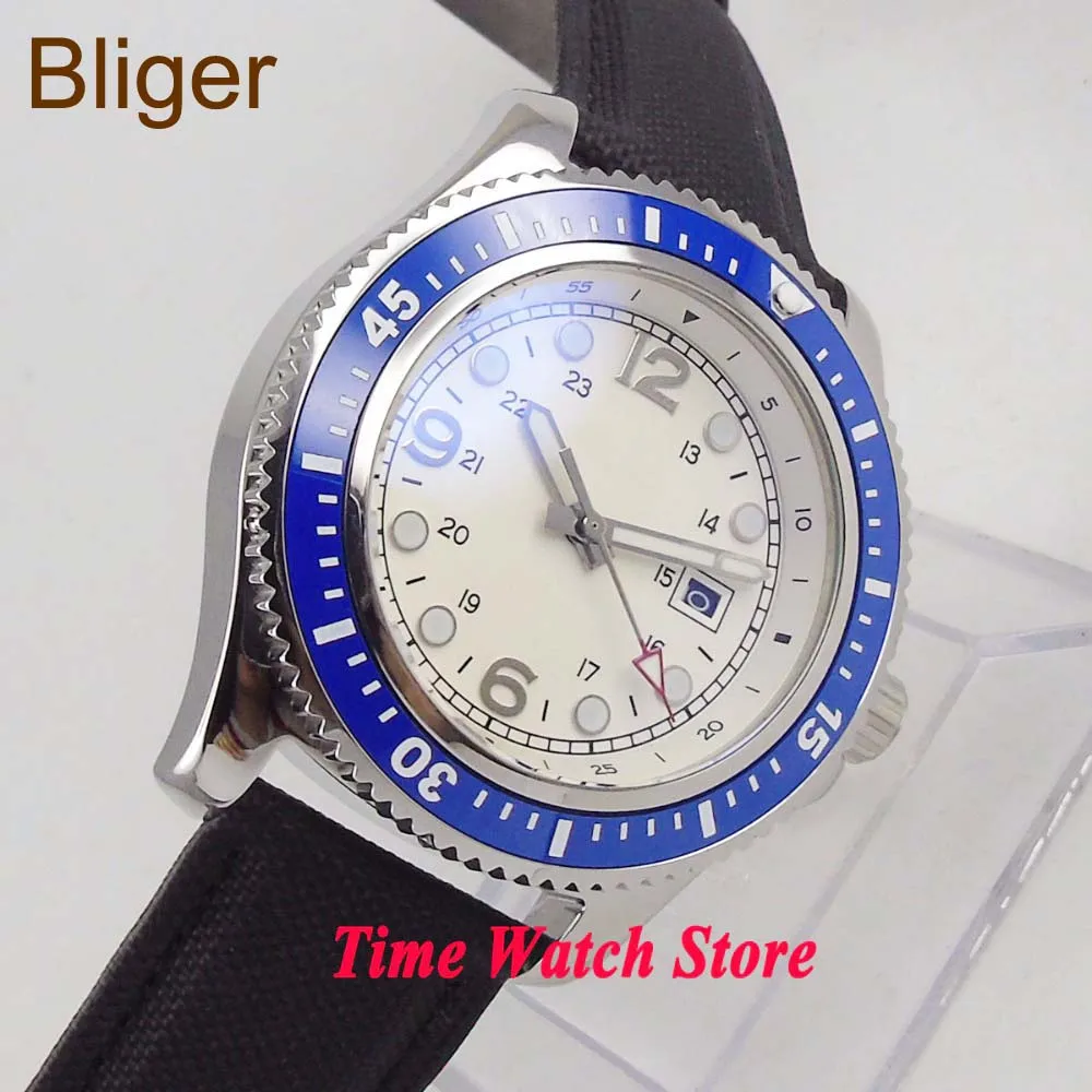 Мужские автоматические наручные часы с кожаным ремешком 44 мм|Мужские