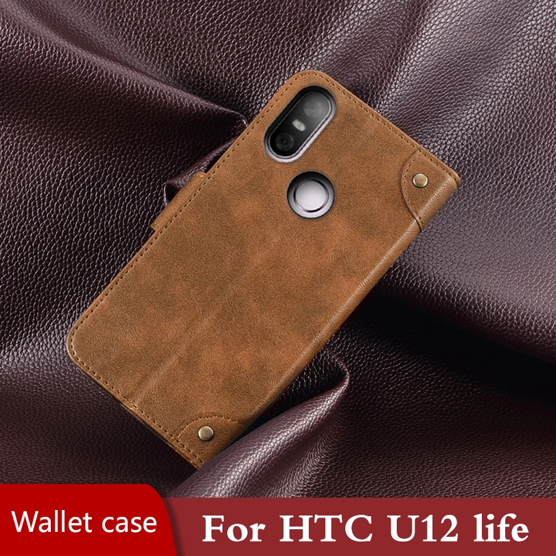 Роскошный чехол книжка с бумажником для htc U12 life кожаный на заднюю панель
