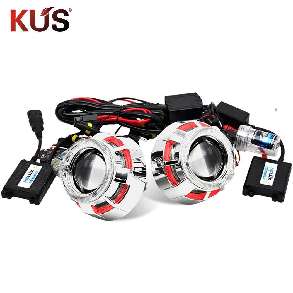 Биксеноновые прожекторные линзы 2 5 дюйма светодиодные ангельские глазки DRL Hid