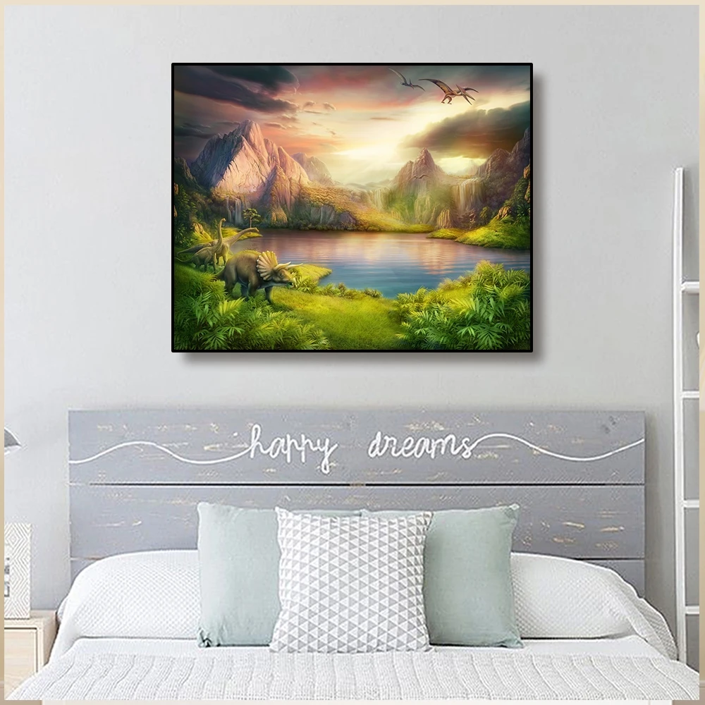 Jurassic World Landscape Poster Wall Art Canvas Painting Modern Living Room Office Decoration Posters And Prints Picture Decor | Дом и сад