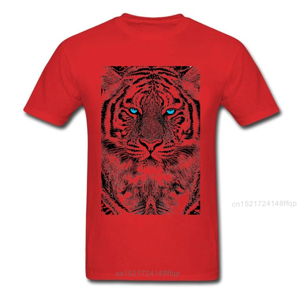 Мужская футболка в стиле хип хоп с принтом Голубые глаза для Тигра белые топы