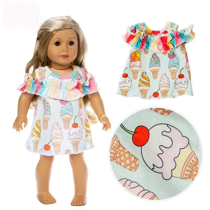 Новое платье для мороженого одежда подходит американской девушки 18 дюймов