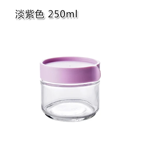 250ML-purple 1 шт. кухонный запаянный в стекло банки с крышкой злаковые закуски резервуар для хранения молока накладные ногти контейнер для печенья бутылка для хранения WF815415 - Цвет: 250ML-purple