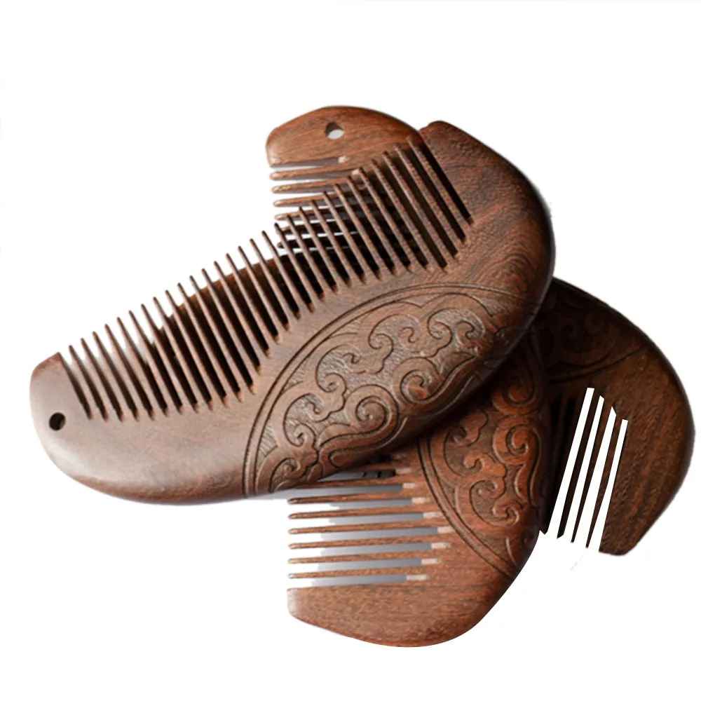 Карманный деревянный гребень натуральный черный золотой сандаловое дерево