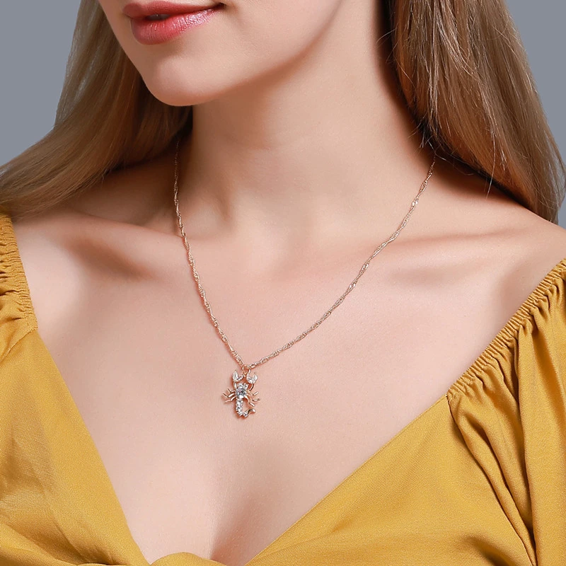 Женское модное ожерелье в виде скорпиона цепочка до ключиц с инкрустацией из