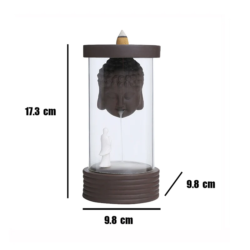 

Retro Handmade Buddhist Incense Burner Windproof Ceramic Backflow Incense Holder Buddha Censer Smoke Waterfall Home Decoration