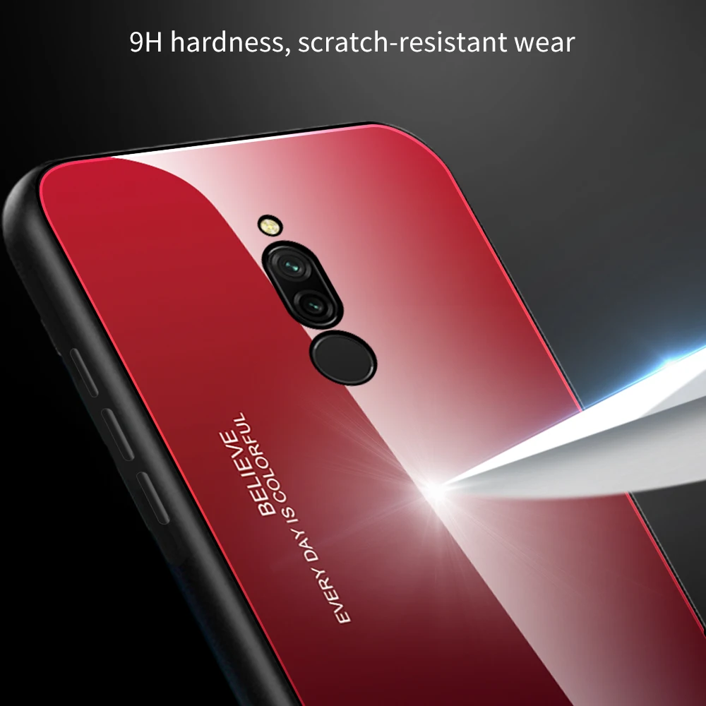 Для Xiaomi redmi 8 8A градиентный чехол из закаленного стекла силиконовая рамка жесткая