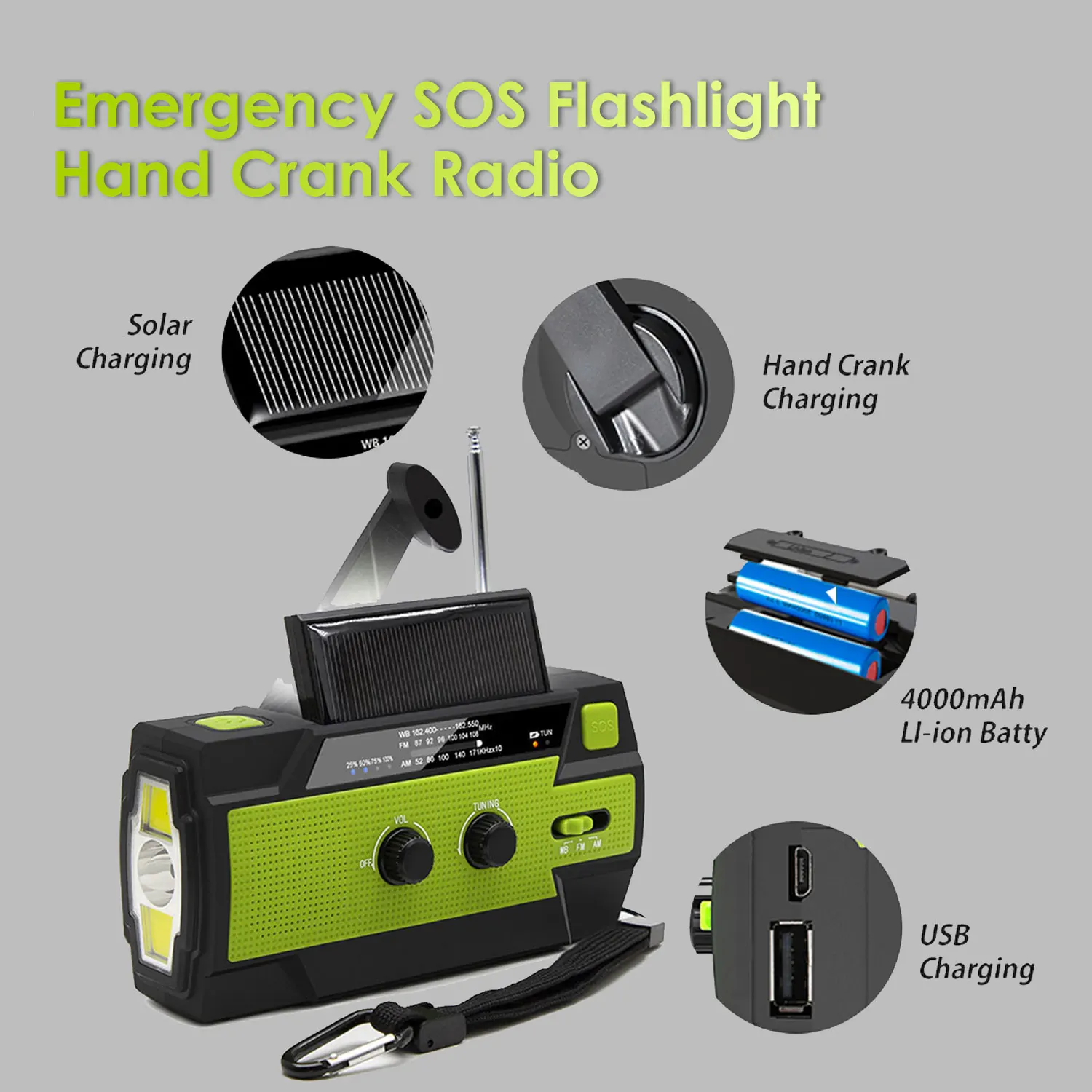 Напольный аварийный радио светильник вспышки с тревогой SOS Многофункциональный