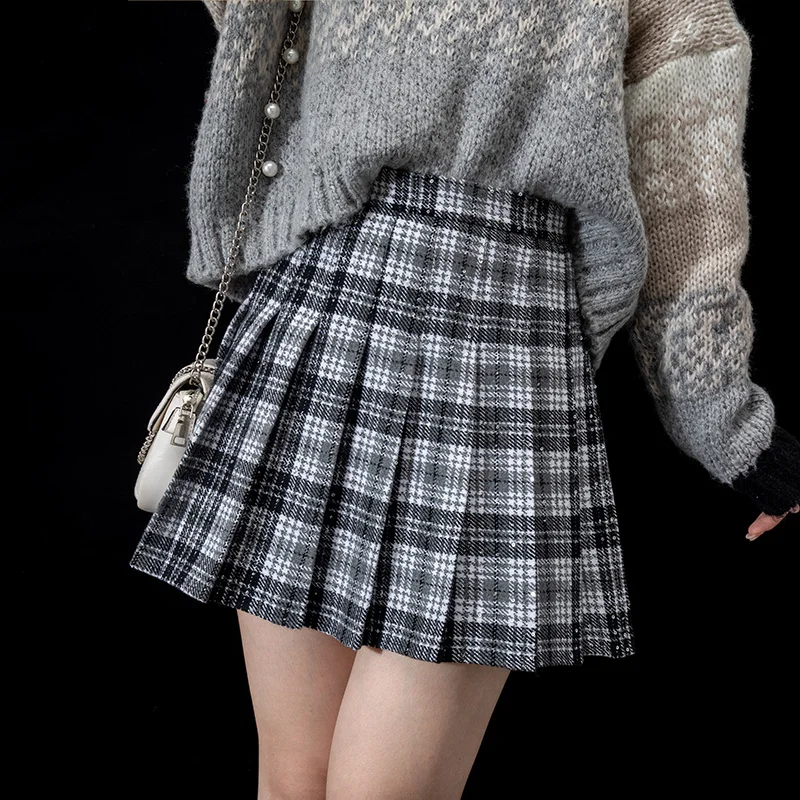 

Wool pleated skirt korean skirt plaid high waist skirt vintage plaid skirt pleated mini skirt harajuku skirt skater skirt
