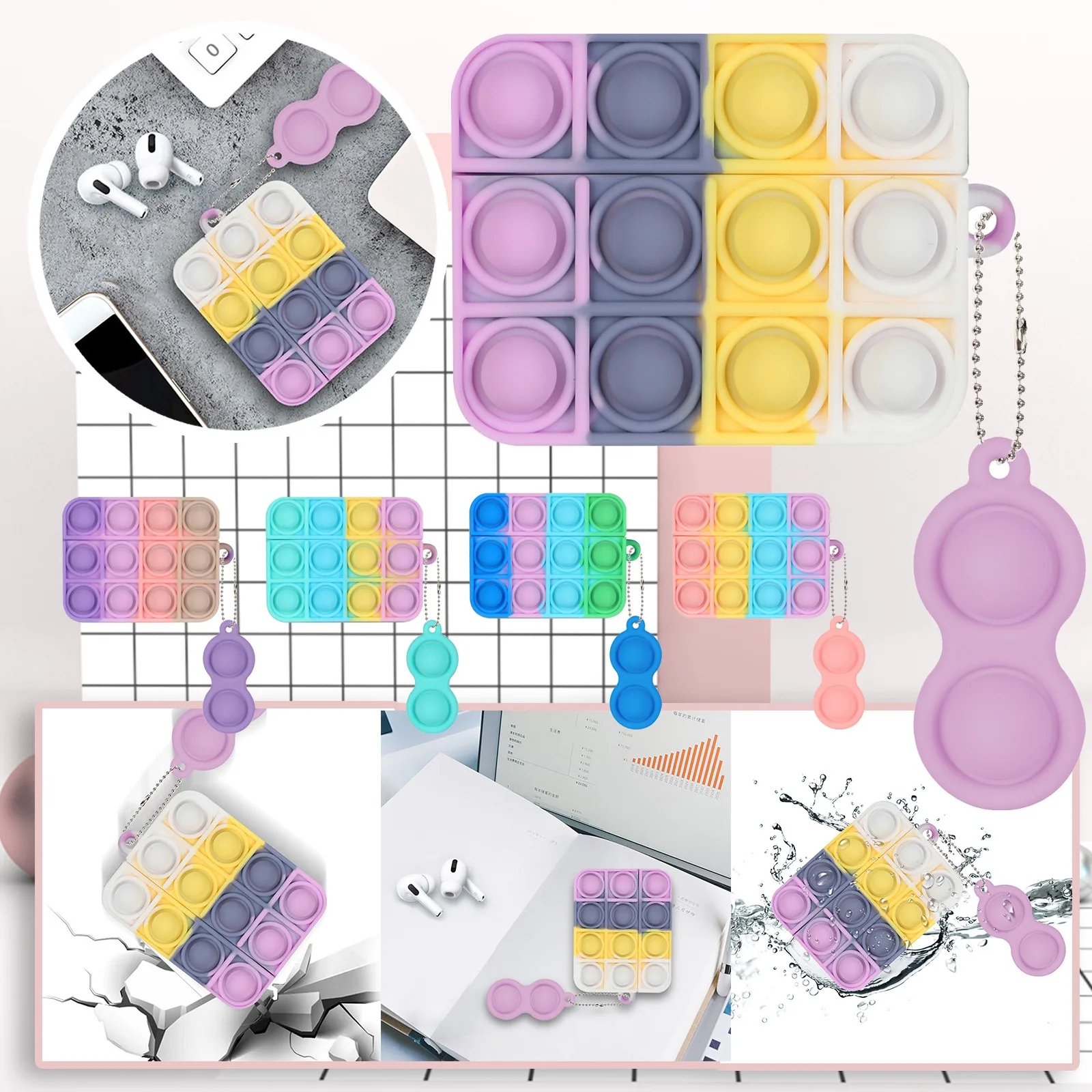 

Simple Dimple Decompression For Protective Cover Wireless Earphone Sleeve Antistress Push Bubble Sensory Toy Gift Kids Adults