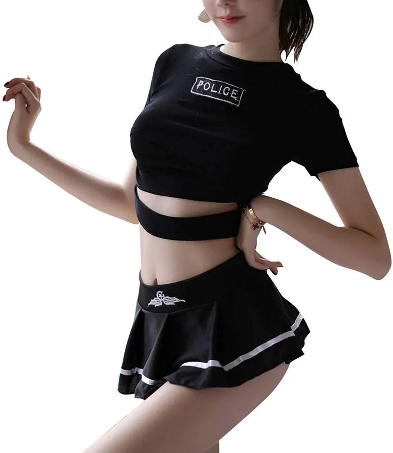3 шт./компл. костюм для косплея Чирлидера сексуальная полицейская форма мини