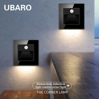 ubaro tempered glass panel wall sensor light balcony corridors stairs human body induction pir motion led step lamp ac100 240v