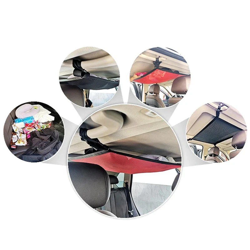 

For Car Auto Universal Interior Ceiling Storage Net Pocket Car Indoor Roof Cargo Net Bag Container Multifunction Accessories