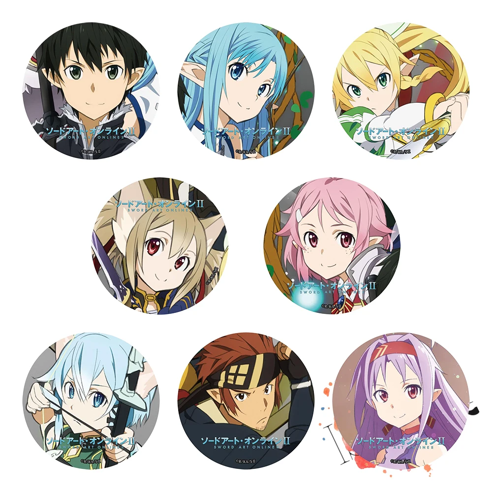 Меч искусство онлайн значок аниме SAO Kirito Kazuto Yuuki Asuna Kirigaya Suguha Asada Shino конно юуки