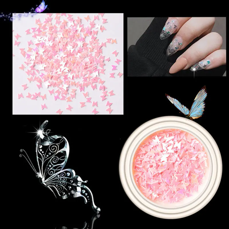 1 Box 3D Butterfly Nail Art Sequins Holographic Glitter Flakes Paillette Colorful Acrylic Sequins for DIY Nail Art Decoration