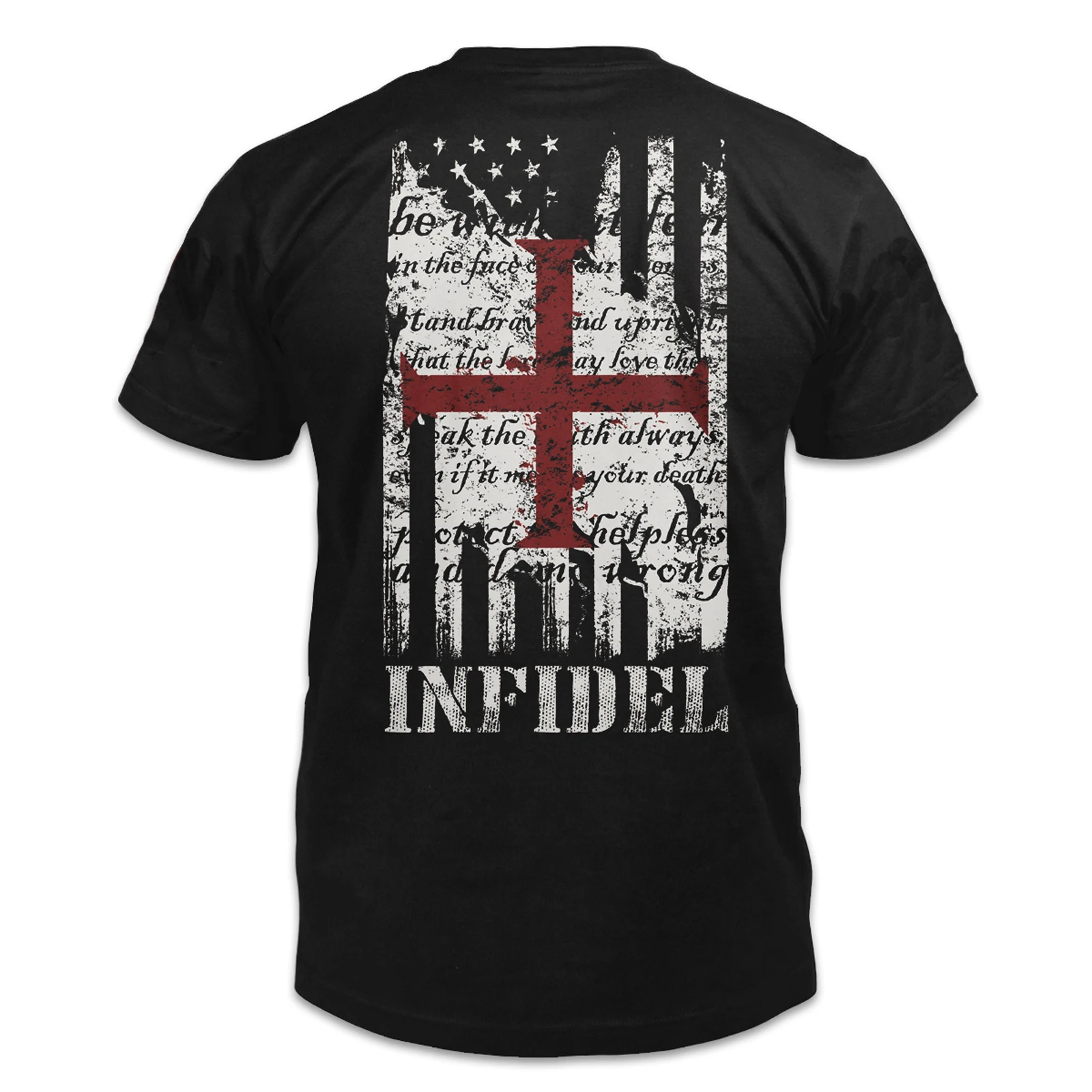 

Templar Code Is Written Over The American and Templar Flag. Army of Christ T-Shirt Cotton Short Sleeve O-Neck Men's T Shirt