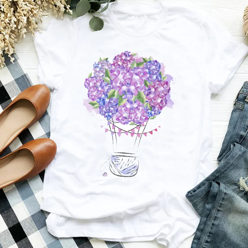 Женская футболка 90s Элегантная с цветочным принтом для путешествий и отдыха
