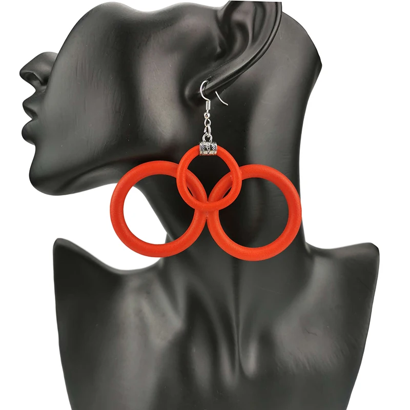 

UKEBAY New Red Circle Earrings Big Earrings Women Rubber Jewelry Original Design Handmade Earring Drop Jewellery Ear Accessories