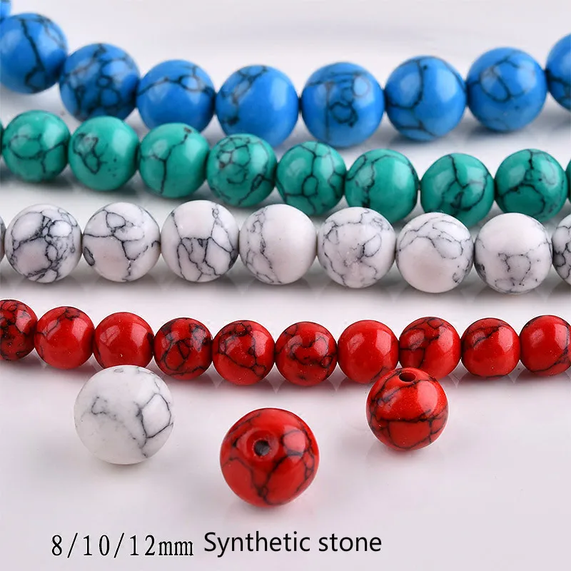Синтетический Белый Бирюзовый полуотделанный мраморный дисперсионный бисер DIY
